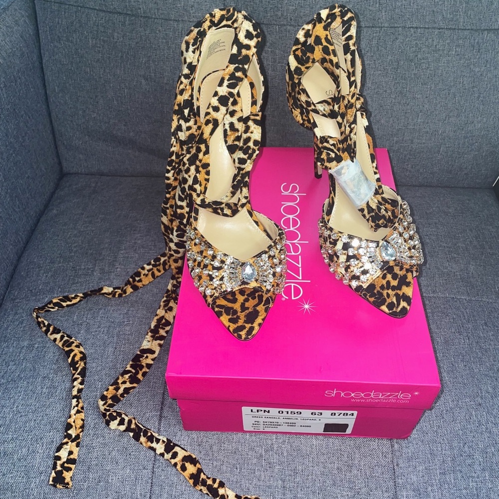 Shoe Dazzle Leopard Print Dress Sandals